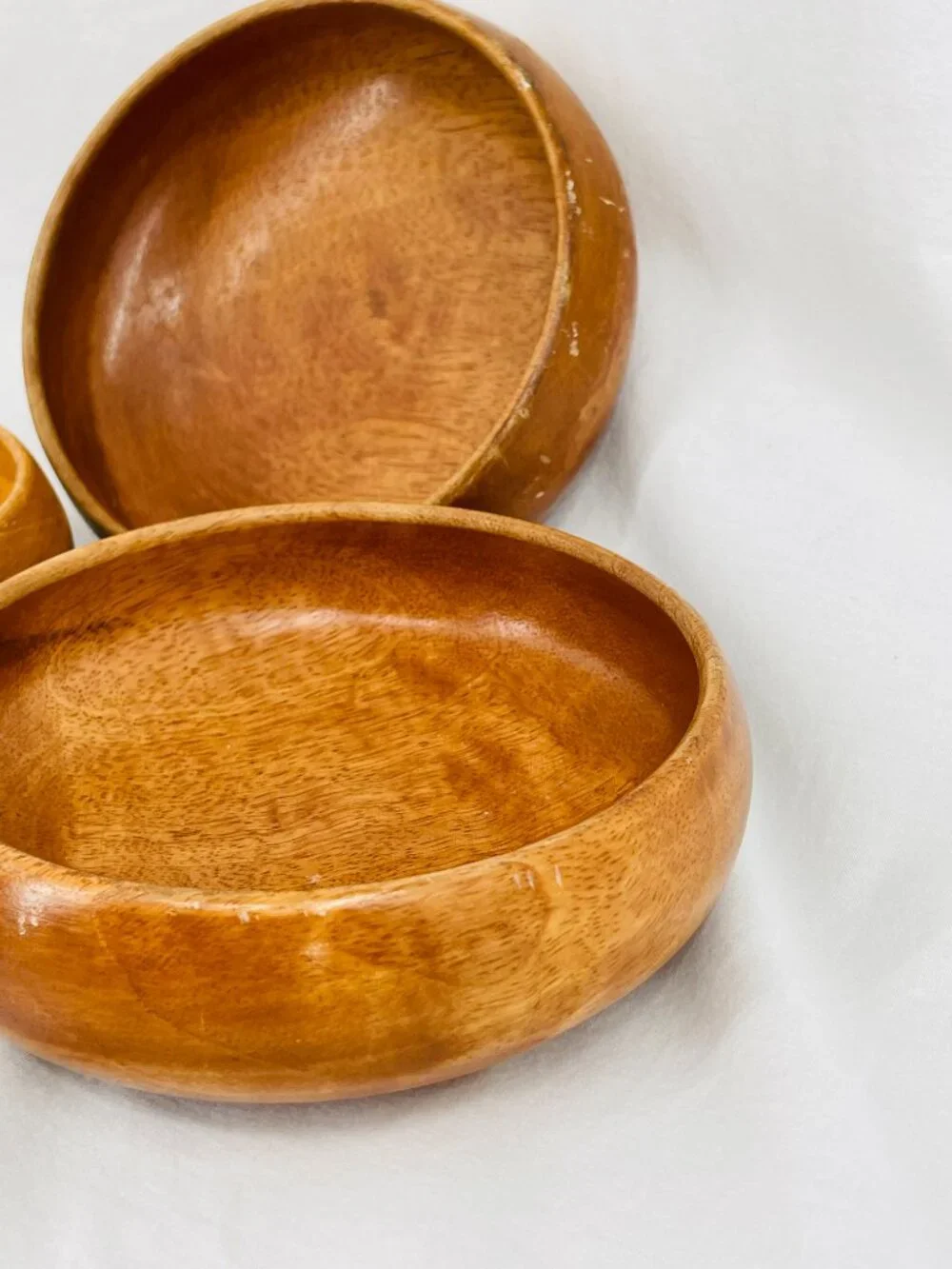 Vintage 1980s Handmade Wooden Salad Bowls